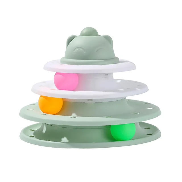 4 Levels Cat Toy Tower Turntable Roller Balls Toys Interactive Intelligence Training Track Puzzle Funny Games Accessories 3