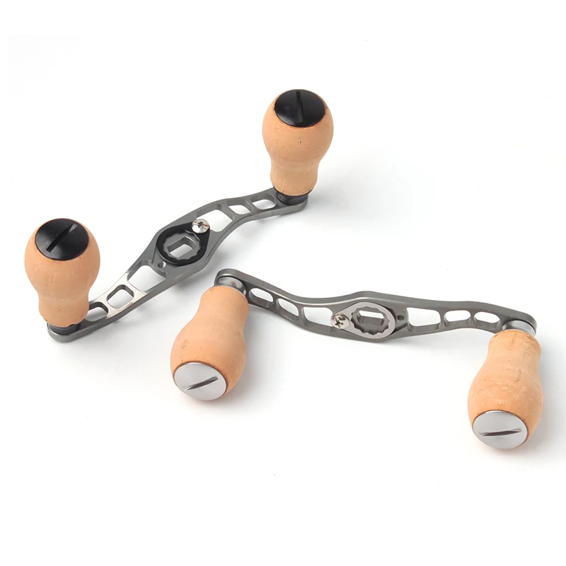 RUKE New Fishing Reel Handle 7075 Alloy Handle With Soft Wooden Knob For D/S/Abu Baitcasting Hole Size 7*4/8*5mm Length 95mm DIY