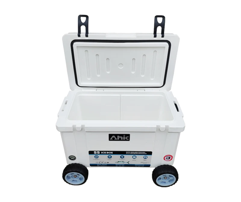 50l Plastic Large Cooler Plastic Can Beer Insulated Food Box Ice Chest Cooler Box With Wheel For Outdoor Fishing