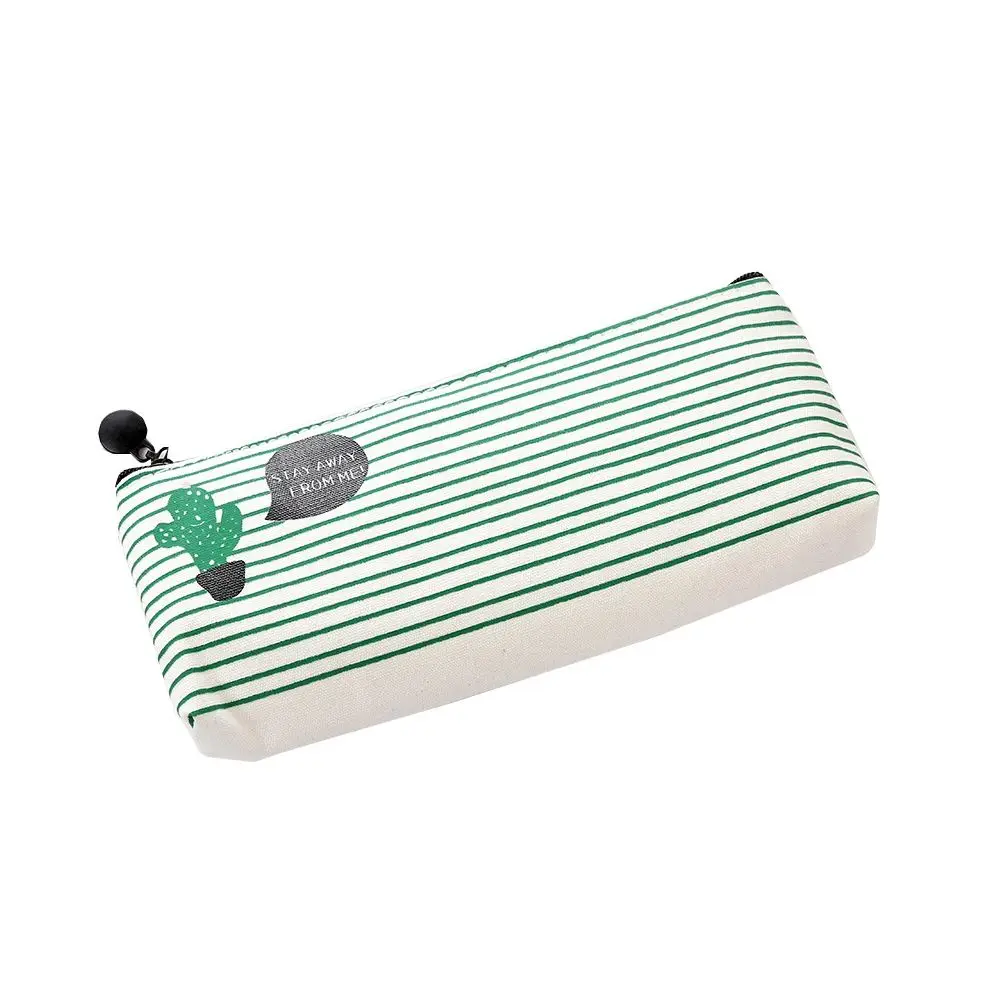 Pencil Case Travelling Accessories Cute Cactus Canvas Pouch Makeup Bag with Zipper School Supplies Storage Bags 1pcs