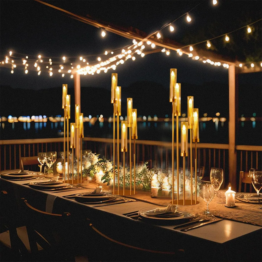 Gold 5-Arm Floor Candelabra Set 8