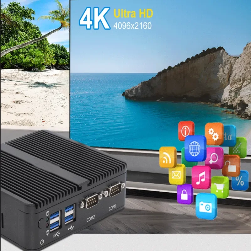 M10 DDR4 Windows Mini PC Intel J4125 Fanless Industrial Computer Low Price And High Performance For Industrial Use