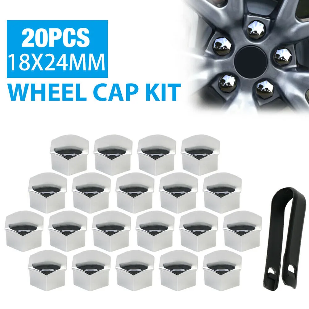 Tesla Model 3 Y S X Wheel Cap Kit 4 Hub Center Cap + 20 Lug Nut Cover  (Silver) - Topfit