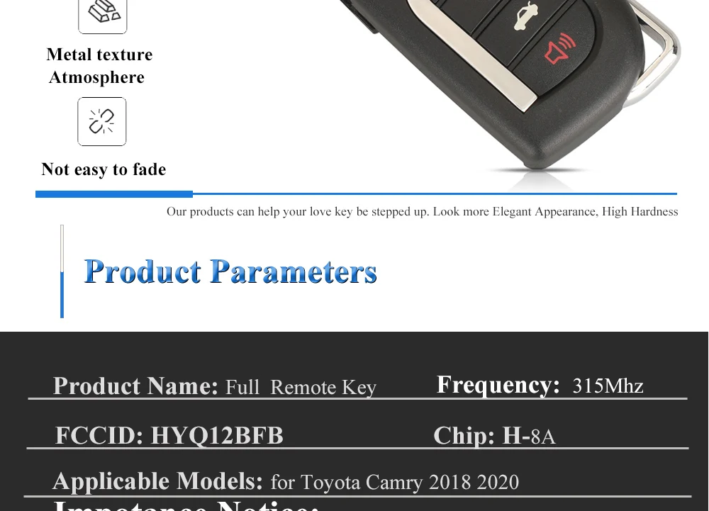 Chiave/Telecomando Per Toyota Camry 2018 -2020 Toy48 Sostituzione - 89070-06790 Fcc: Hyq12bfb Flip Remote 4 Pulsante 315mhz H (8a) Chip Toyota - S9b86fdb8c9a74e75ad09099264f3b7f92