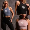 Wolf Head Ladies Summer Quick Drying Skinny Fitness Sports Elastic Training Vest Sleeveless Short-sleeved Printed Top 1