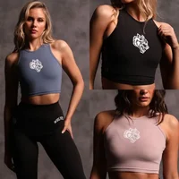 Wolf Head Ladies Summer Quick Drying Skinny Fitness Sports Elastic Training Vest Sleeveless Short-sleeved Printed Top 1