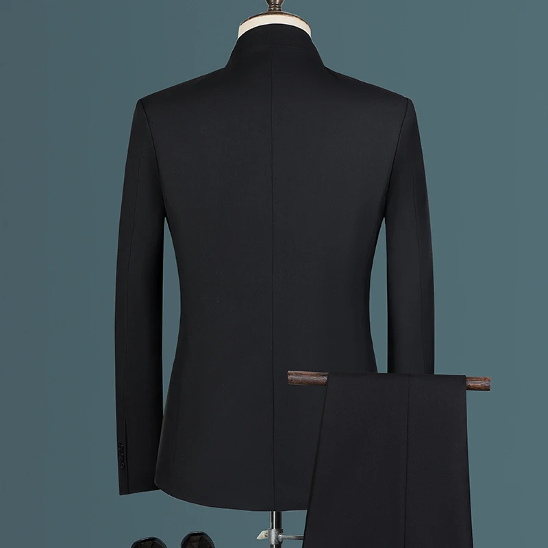 Men's Casual Chinese Style Suit Set Slim Fit Blazers Jacket Coat Pants Vest mens suit