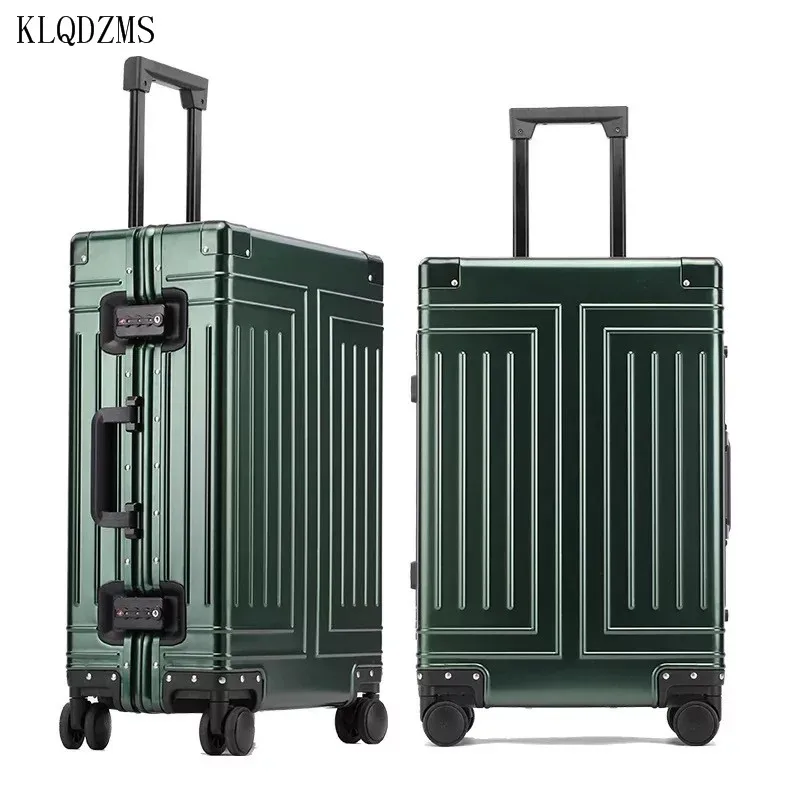 

KLQDZMS 20’’24’’26’’29 Inch New Men's Full Aluminum Alloy Fashion Business Trolley Suitcase Removable Liner Retro Hand Luggage