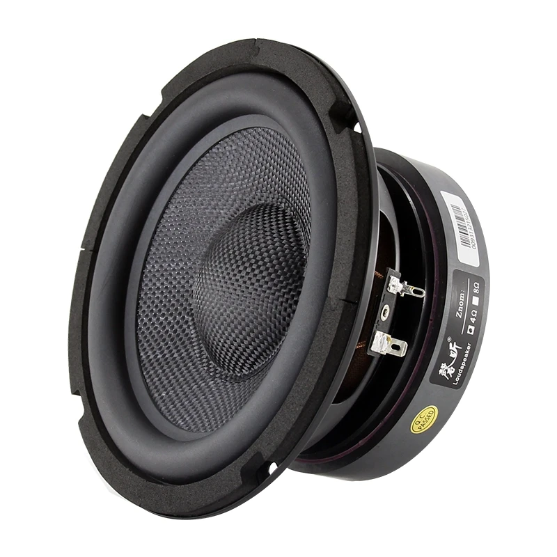 1 쌍 40w 6.5 인치 HIFI 발열 등급 서브 우퍼 순수 우퍼 탄소 섬유 짠 사운드 콘 전문 스피커 서브 우퍼