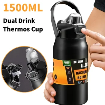 Home | HavF Beauty 1200 ML Insulated Water Bottle for Moms | Leakproof, One-Click Flip Straw, BPA-Free