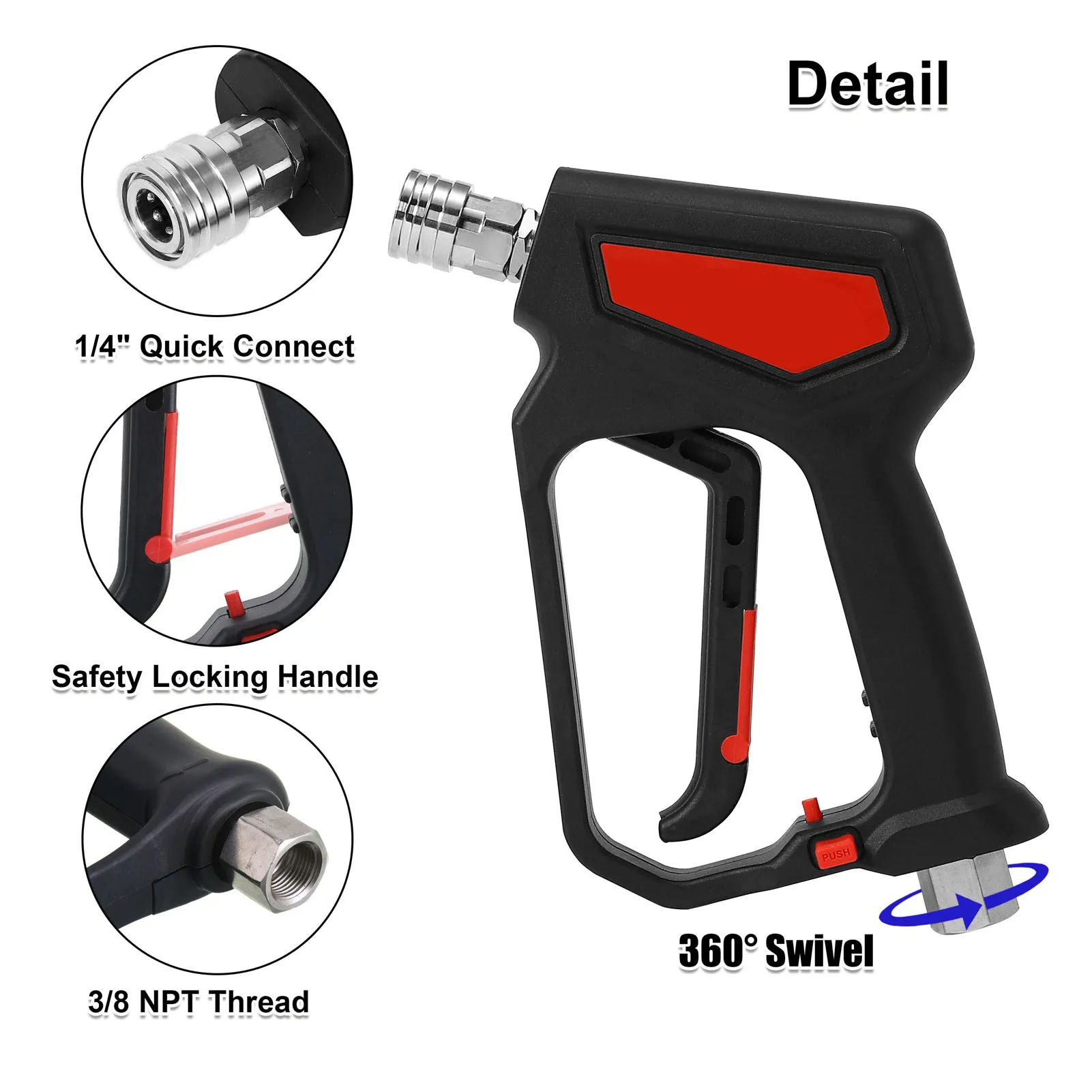 고압 세척기 건 5800 PSI 10.5 GPM 강력 고압 분사기 (M22-14 M22-15 3/8 커넥터 포함) 10.5 GPM 고압 세척기 건