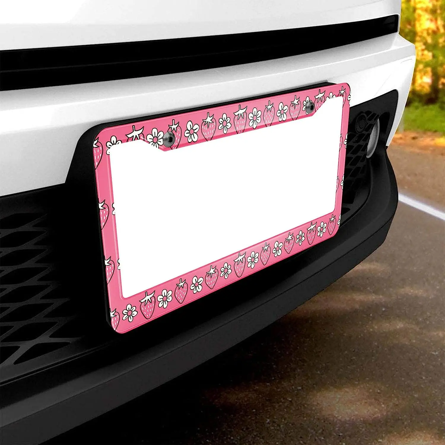 Pink Bowknot Crystal License Plate Frame - Black Frame With Rhinestones, Waterproof, Fits All Cars - View #9