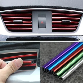 10Pcs Car Interior Air Conditioner Outlet Decoration Stripes Car Air Conditioning Outlet U Style Decoration Strip Accessories 1