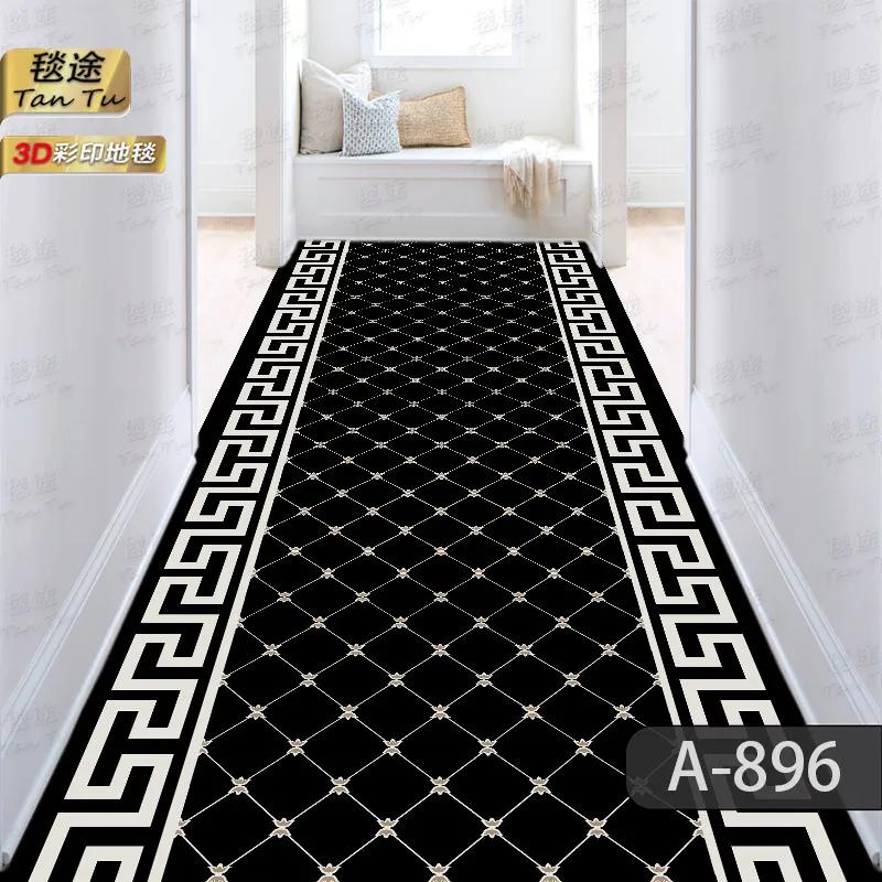 Retro Long Corridor Carpet Runners Aesthetic Luxury Hotel Hallway Decoration Home Aisle Non-slip Long Mat Walkway Rug Washable