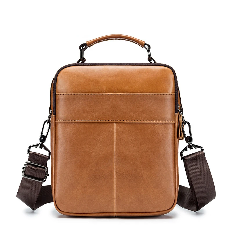 Men's Cowhide Shoulder Bag Fashion Single Shoulder Vertical Square First Layer Cowhide Bag Brown Black Casual Crossbody Bag
