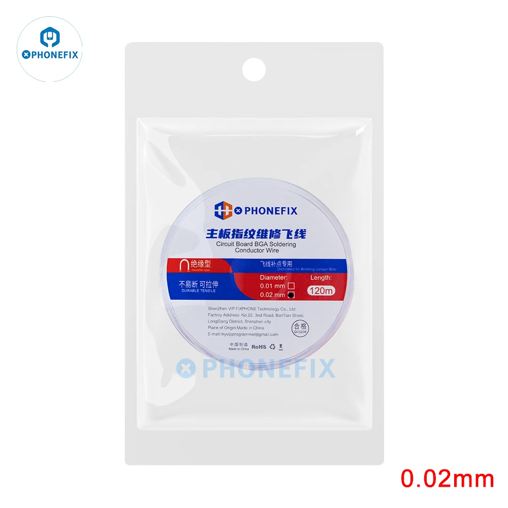 PHONEFIX Jump Wire 0,01 mm 0,02 mm 0,008 mm isolierter Kupfer-Link-Draht für iPhone-Motherboard-Chip-Reparatur Jump-Leiterdraht 120 m – Detail 11