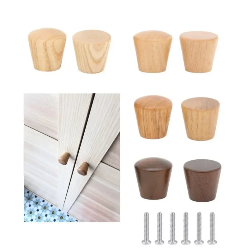 Furniture Handles Kitchen Door Handles 6Pcs Wardrobe Knobs Wooden Cabinets Conical Handles Door Drawer Pulls Single Hole Round