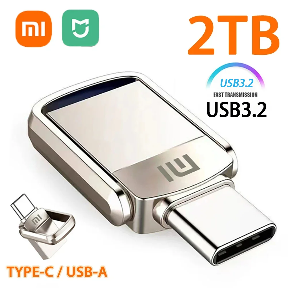 샤오미 U 디스크 USB 3.2 C타입 인터페이스, 휴대폰 컴퓨터 상호 변속기 휴대용 USB 메모리, 2TB, 1TB, 256GB, 128GB, 512GB