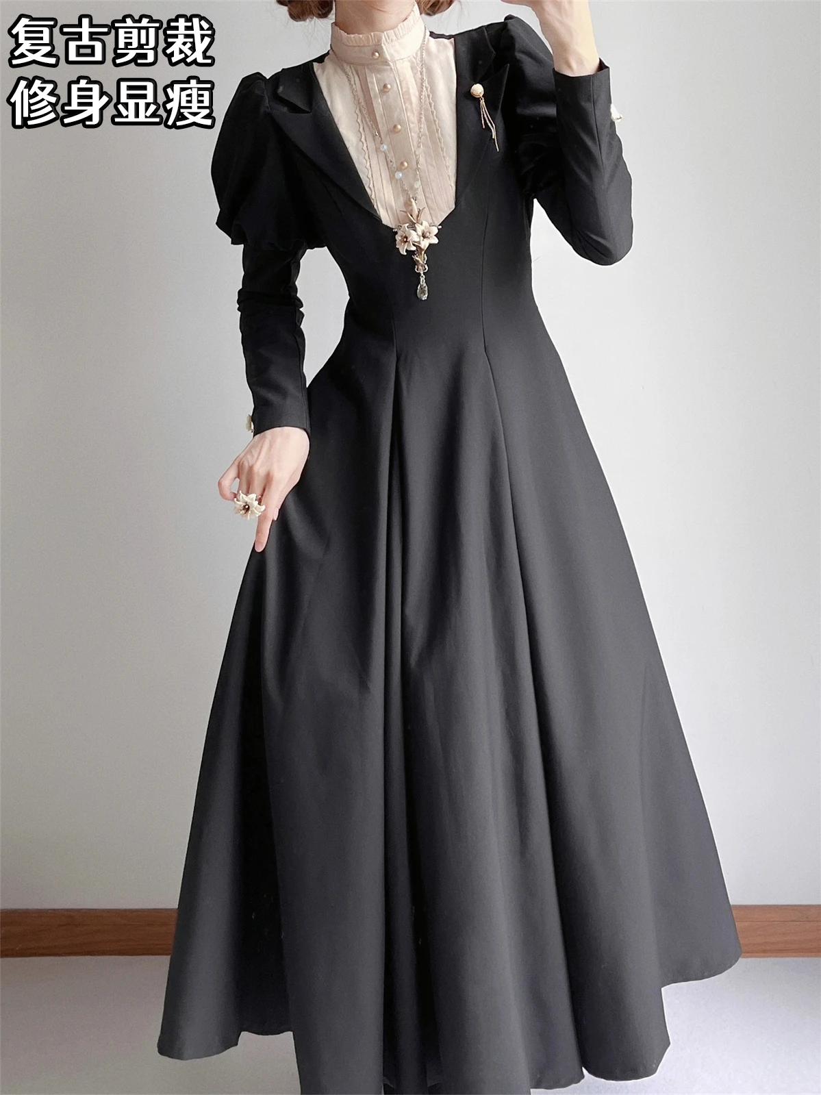 

lolita Nun Style Dark Lolita Dress Autumn/Winter long-sleeved OP dress