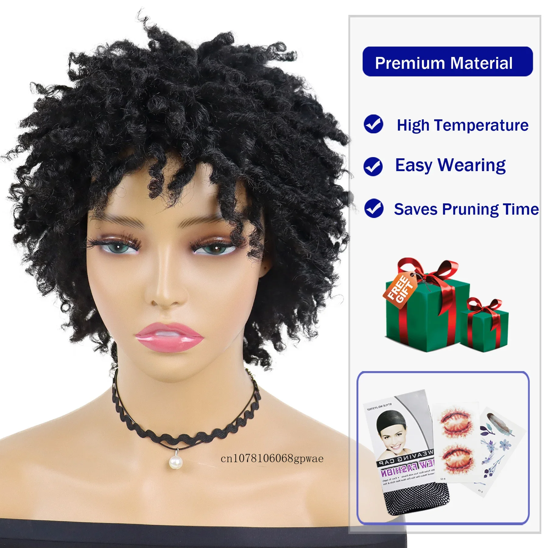 Short Black Braided Synthetic Wig for Women Dreadlocks Wigs Locs Crochet Twist Hair Afro Curly Wig Lady Daily Party Halloween