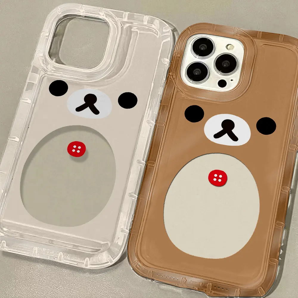 Adorable Cartoon Rilakkuma Bear Clear Phone Case with Airbag Protection