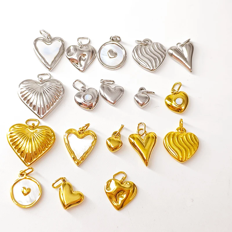 St-Delan Edelstahl Gold Herzanhänger Charms für DIY Schmuckherstellung Armband Halskette Zubehör