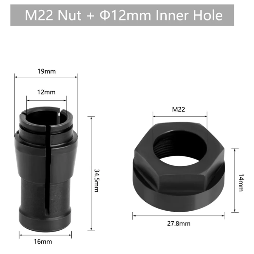 Milling Tool Collet Chuc Replacement Rotary Tool 12mm Carbon Steel Collet Electric Router Milling Cutter Workshop