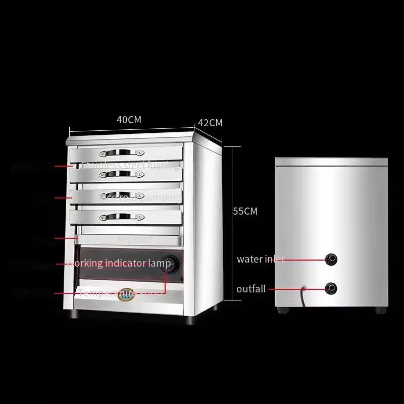 Commercial Steamer Steamed Rice Roll Machine 5000W Large Power Electric Steam Furnace Stainless Steel Steamed Rice Roll Stove 3