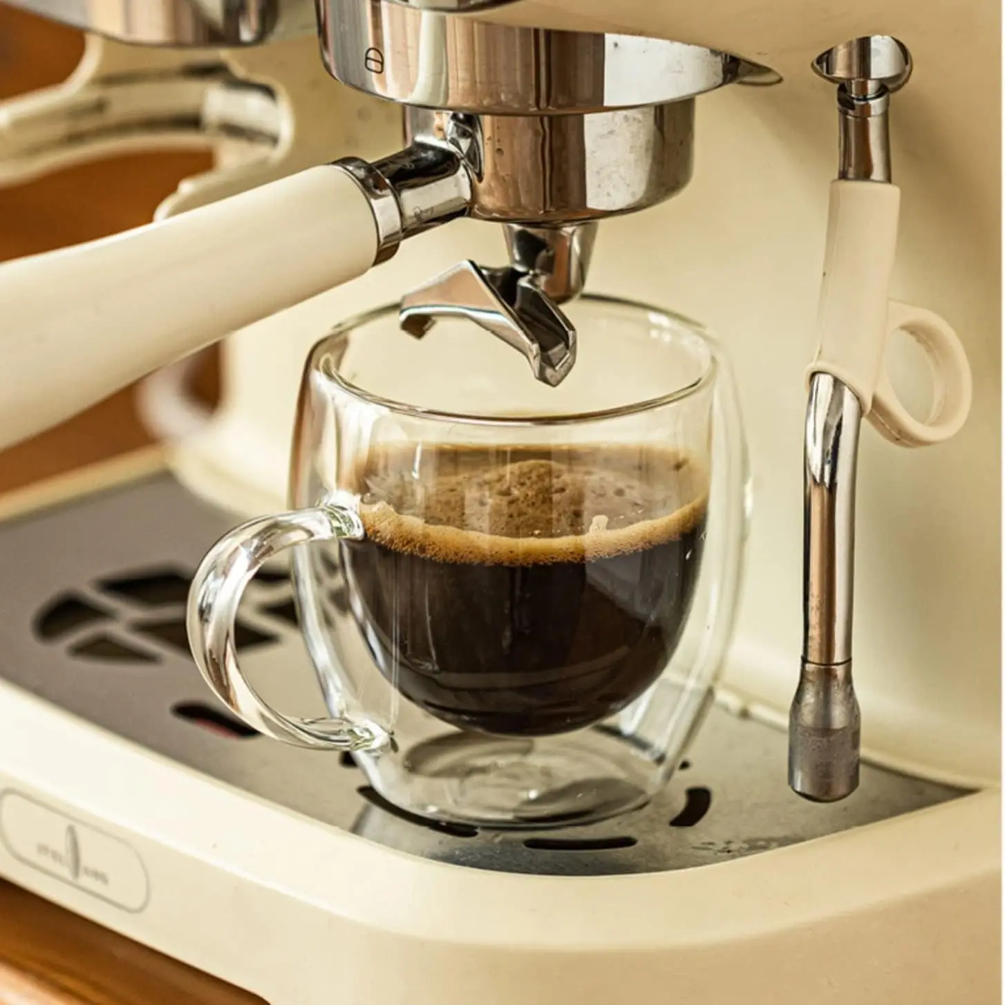Esilihom Set 4 Tazze Espresso In Vetro A Doppia Parete 80ml Con Manico - Borosilicato Termico Per Caffè E Tè