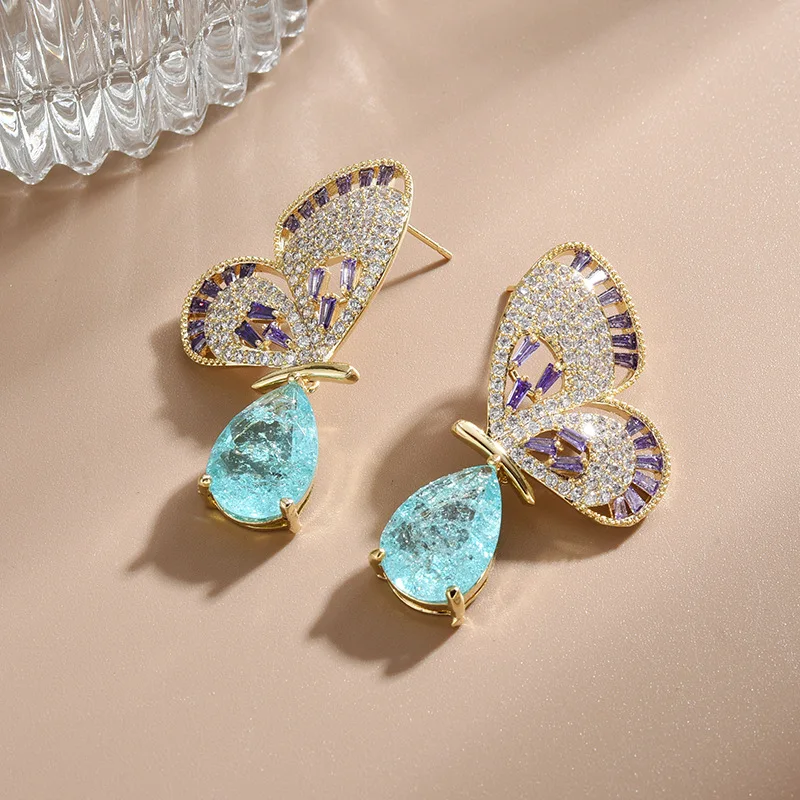 Luxury Bloom Flower Stud Earring Paved Full Horse Eye Ice Zircon Fashion  Brand 100% New Big Earring SENYU Jewelry Wholesale