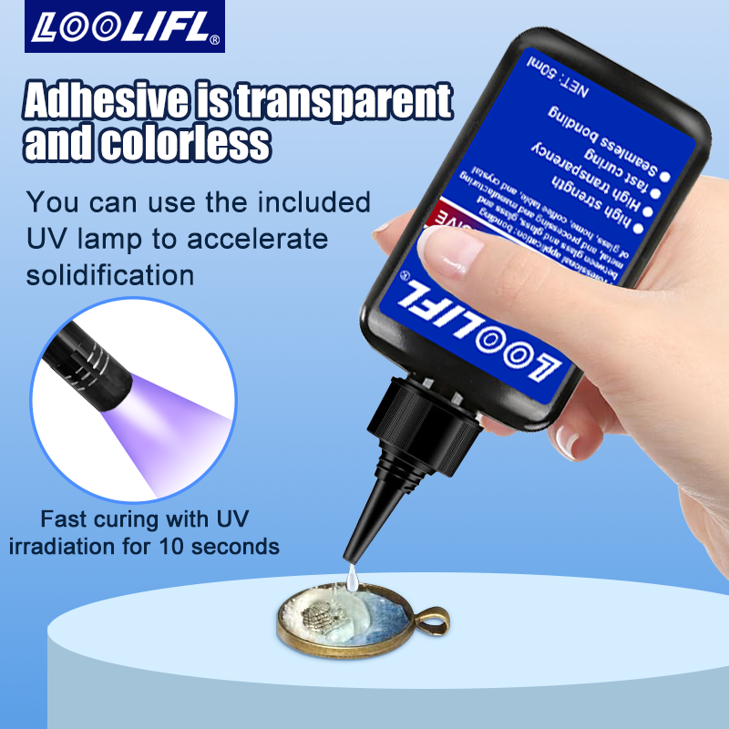 50g Crystal Resin UV Glue DIY Jewelry Making High Hardness Fast Drying Harder Epoxy Glue, UV Cure Resin for Craft Jewelry Making