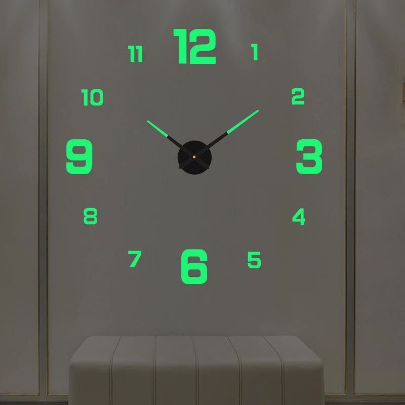Large 3D Wall Clock Luminous Classic Wall Clocks DIY Digital Clock Wall Watches Stickers Silent Clock for Home Living Room Table