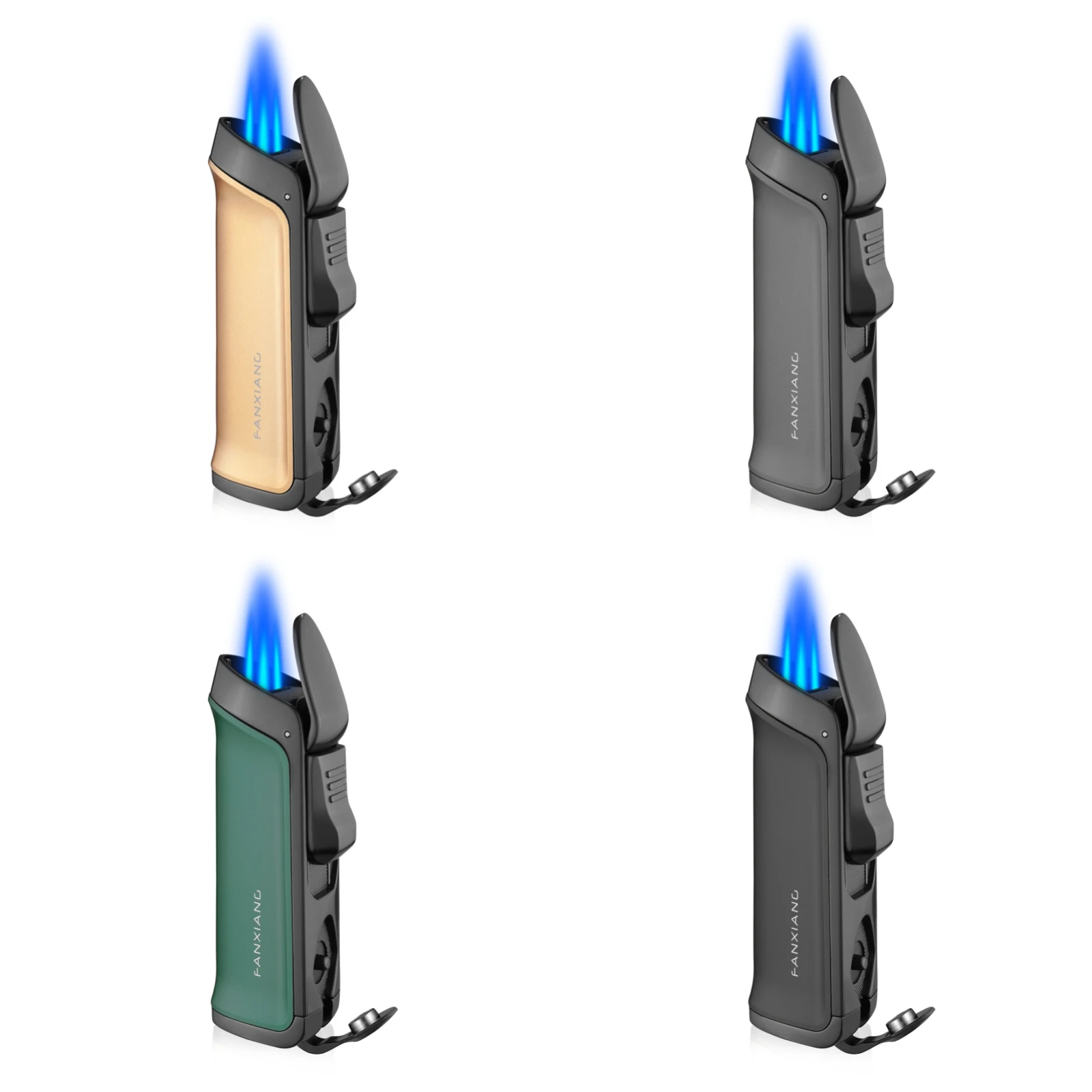 

GUEVARA Cigar Lighter Metal Windproof Triple Jet Flame Lighter Accessories Torch Cigarette Lighters Gift Box