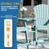 Tall Adirondack Chairs Set of 2,Recycled Poly Balcony Chair with Double Connecting Tray Patio Stools Weather Resistant 4