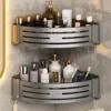 1-2PCS Shower Corner Shelf with Hook Towel Bar No Drill Space Aluminum Shower Storage Rack Bathroom Organizer 1