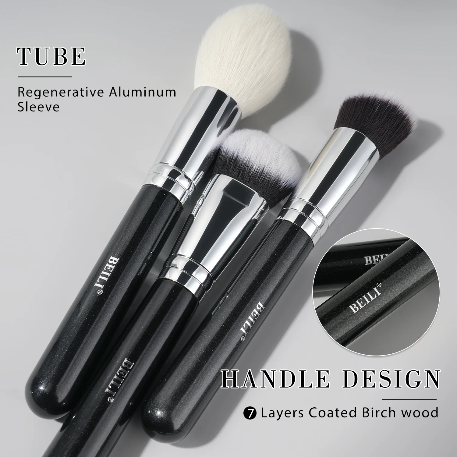 BEILI Black Makeup brushes set Professional Natural goat fiber hair brushes Foundation Powder Contour Eyeshadow make up brushes 3
