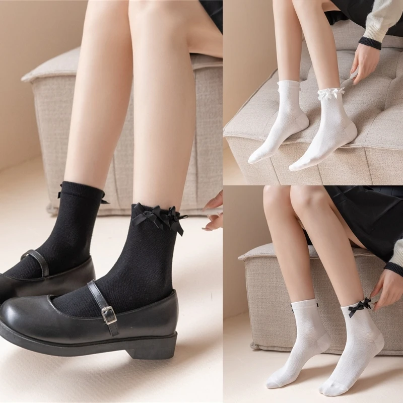 

Bow Socks Loose Socks Ballet Cotton Ankle Socks Boot Socks for Womens