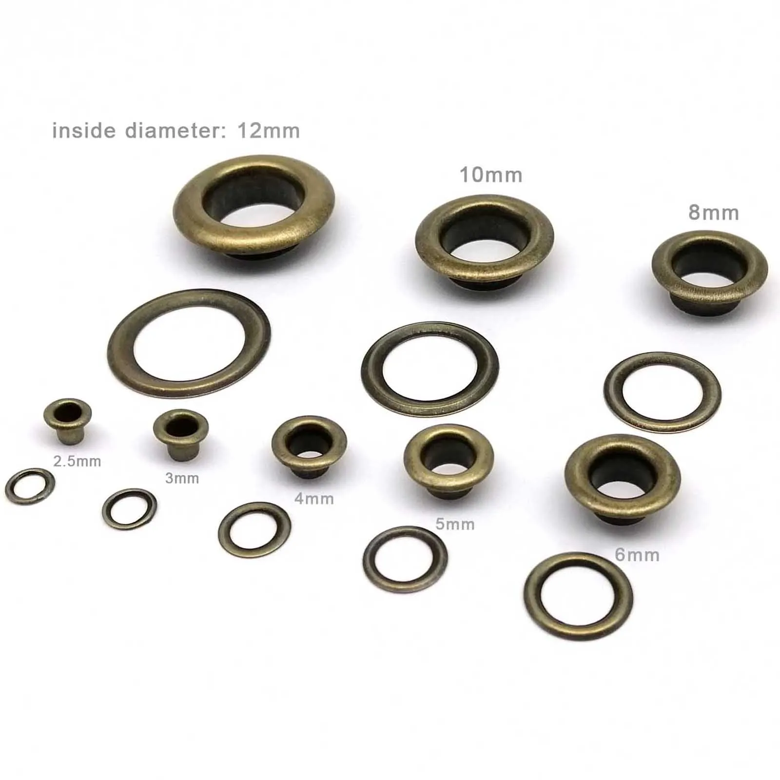 2.5-12mm High Quality Antique Brass Bronze Eyelet With Washer Grommet Ring Air Hole Rivet For Leather Bag Shoes Belt Cap 100sets eyelet grommet ring kit eyelet grommet ring grommet eyelet kit