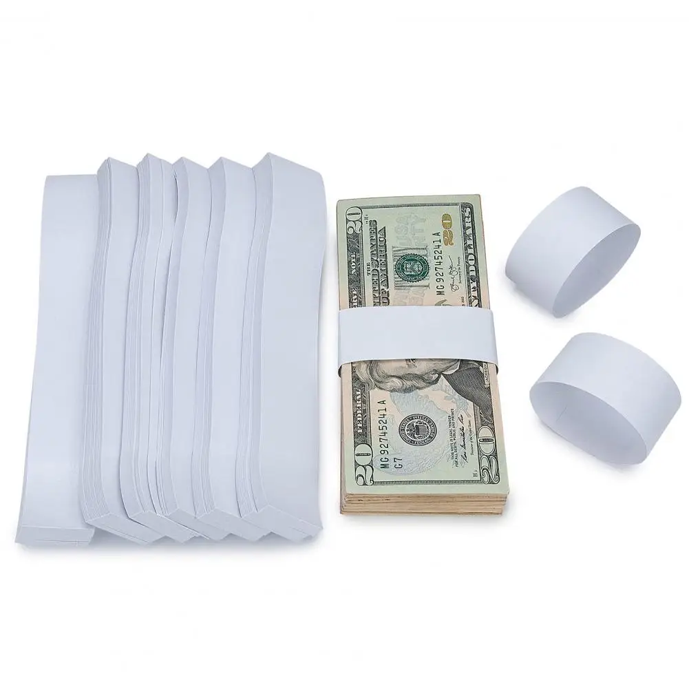 Money Bands 300Pcs Bundles Self Sealing Professional Durable White Blank Paper Cash Straps Wrappers Supermarket Accountant Bank storage box
