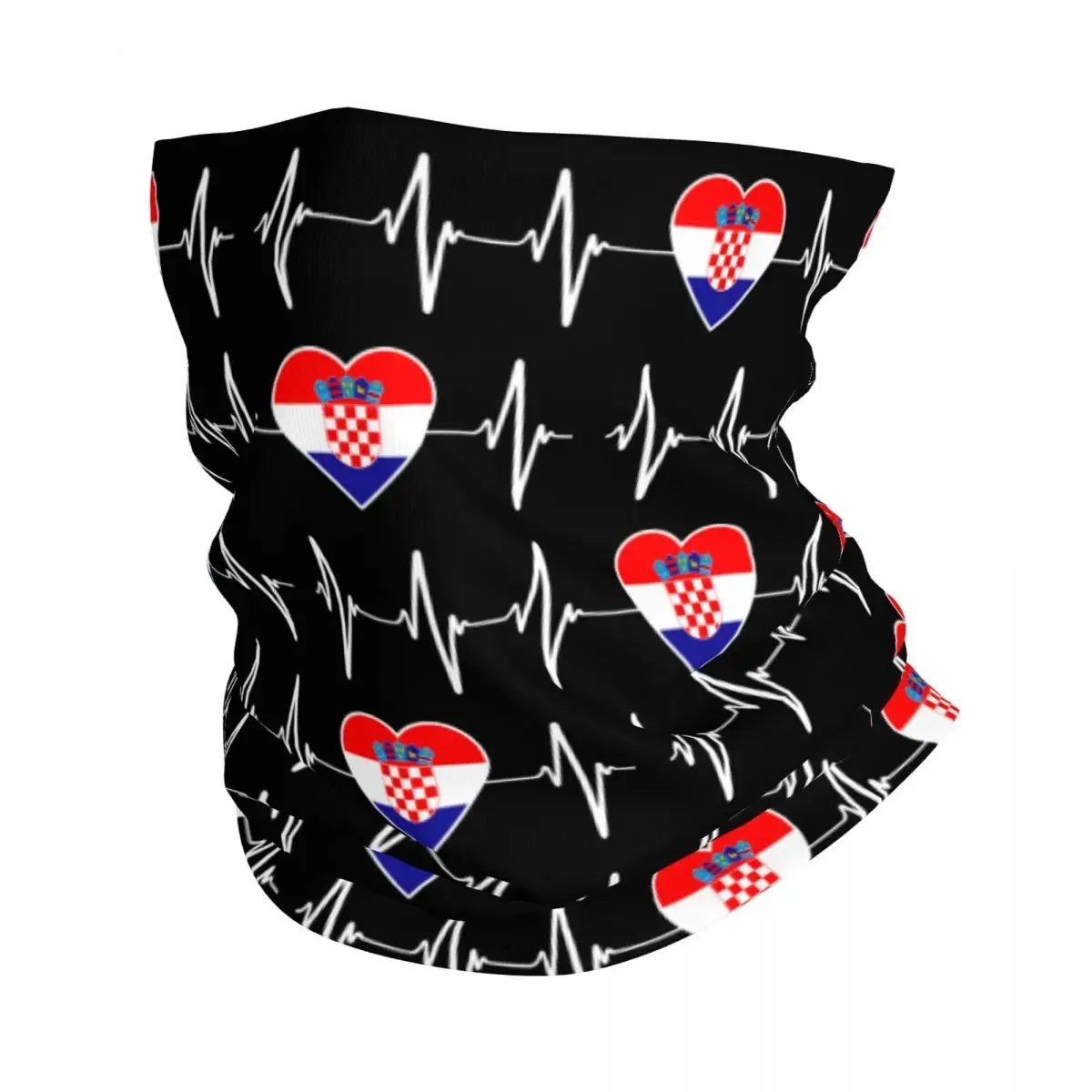 

Heartbeat Croatia Flag Bandana Neck Warmer Women Men Winter Ski Tube Scarf Gaiter Croatian Country Heart Family Face Cover