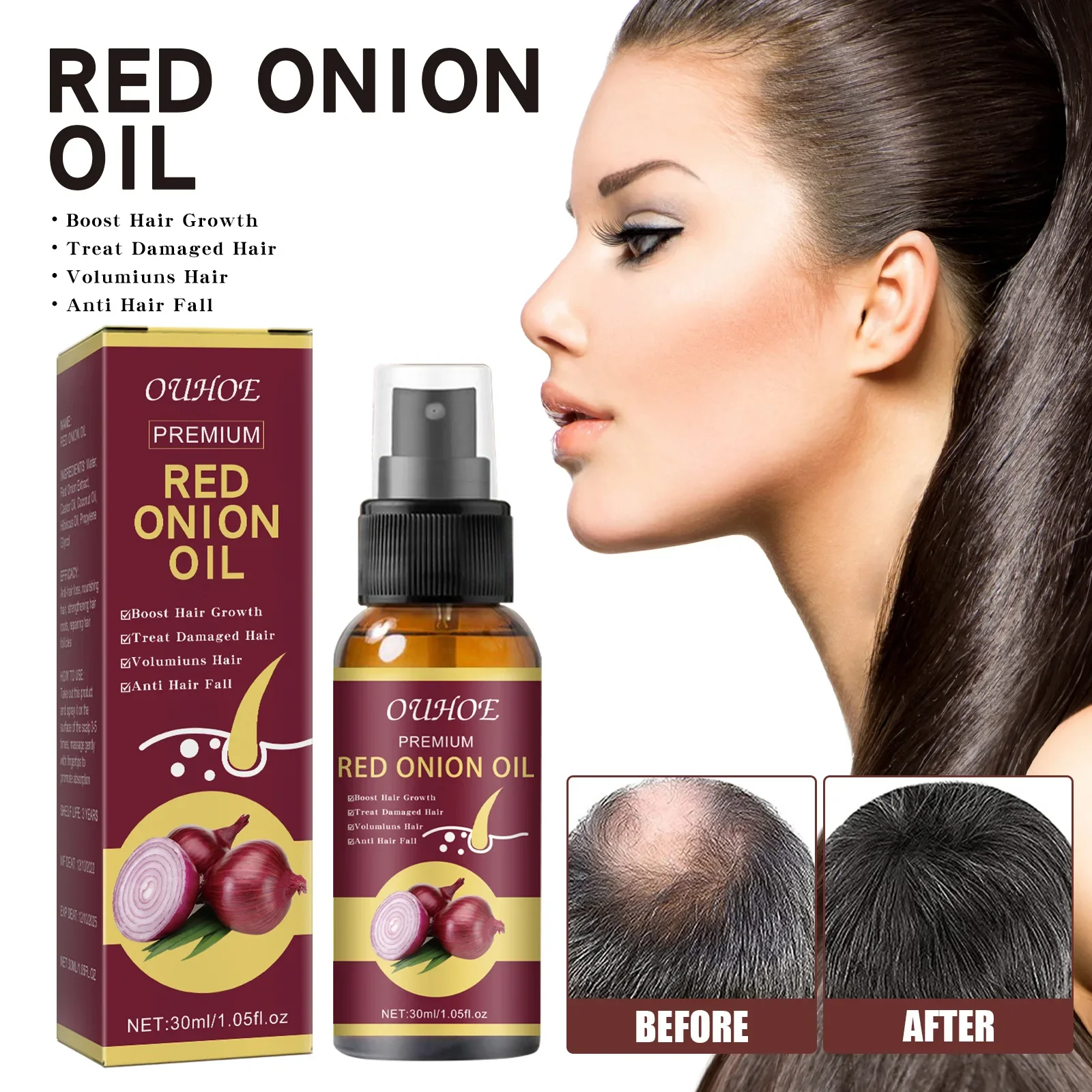 Description Picture 5 of item3pcs Onion Black Seed Hair Oil Spray for Natural Hair Care&Growth Prevent Hair Loss Biotin Fast Hair Growth Shampoo Men&Women