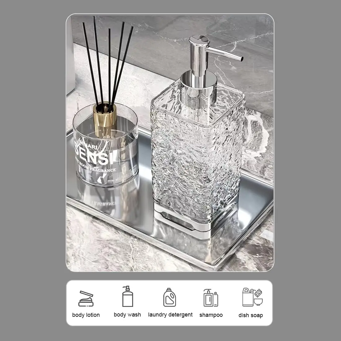 Multipurpose Soap Dispenser Easy to Clean Glass Soap Pump Dispenser Ideal for Bath and Bathroom 2