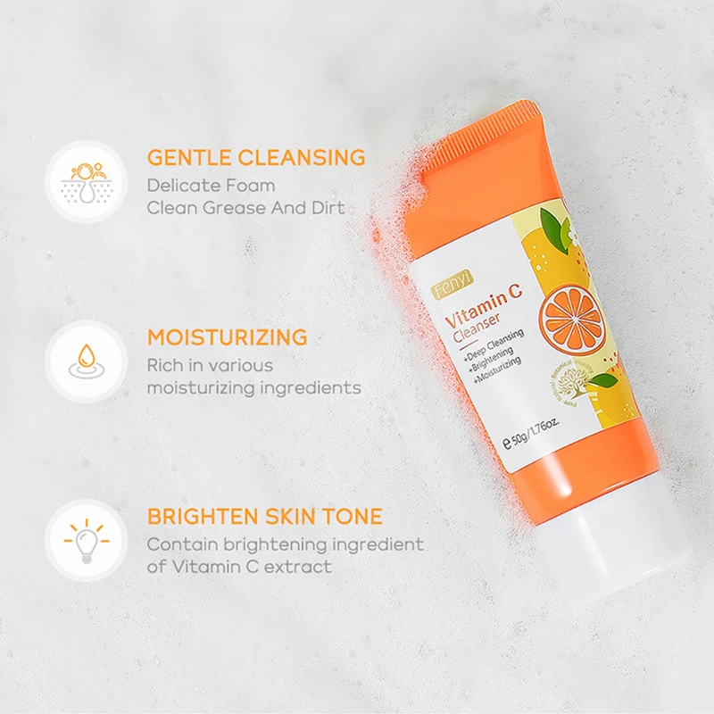 Vitamin C Facial Cleanser Skin Deep Cleansing Moisturizing Blackhead Removal skincare Face Wash Foam Face Cleanser Skin Care facial cleanser