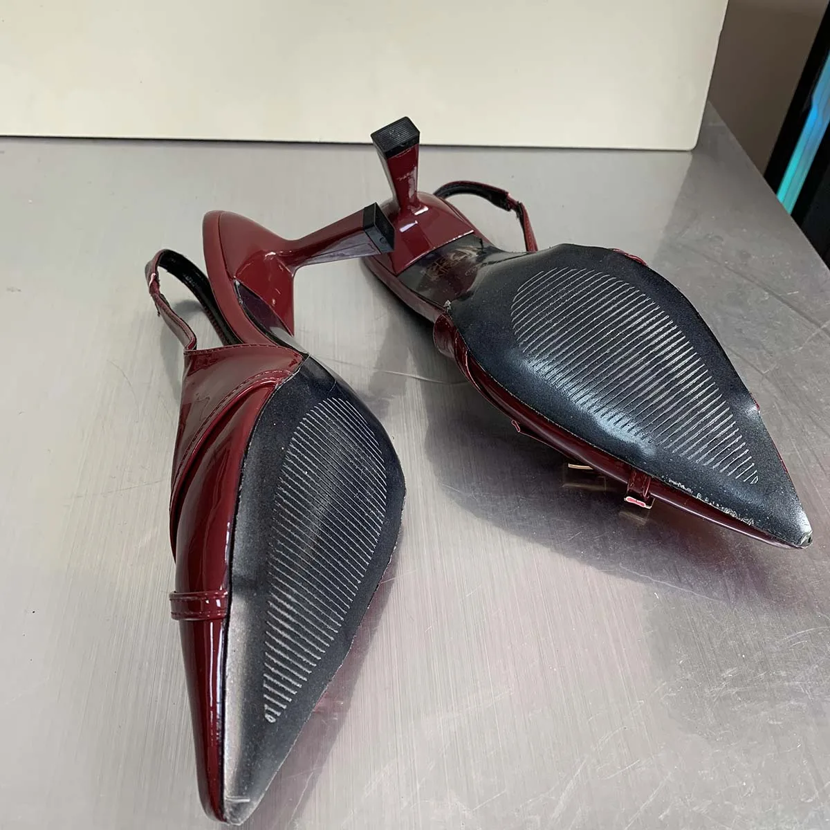Wine Red Female Sandals Fashion Heels Footwear Women Pumps Slingbacks Shoes For Pointed Toe Buckle Strap Ladies Heels Shoe