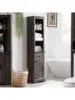 OKD Farmhouse Storage Cabinet with Adjustable Shelves and Storage Drawer Tall Linen Tower for Bathroom and Living Room D 1