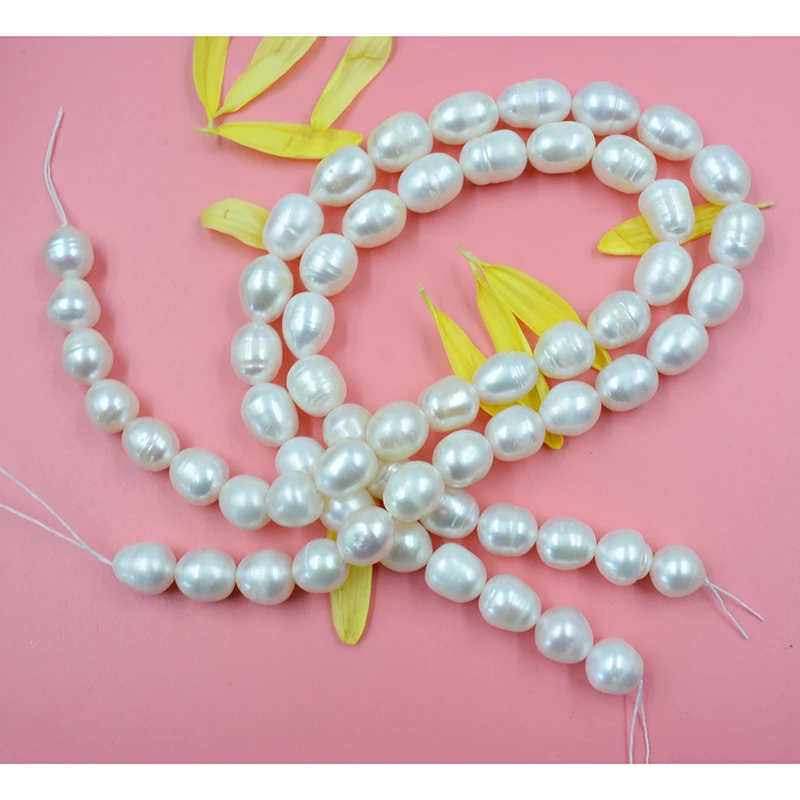 

2 strands 10-11MM high-quality natural freshwater rice pearl beads. DIY necklace/bracelet/earring making (1 strand -15 inches)