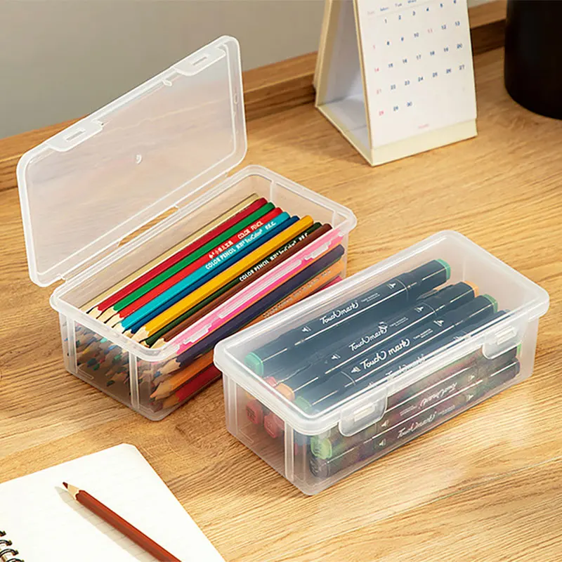 1pc New Stackable Design Plastic Large Capacity Pencil Case Pencil Box  Clear Boxes with Snap-tight Lid Office School Supplies - AliExpress