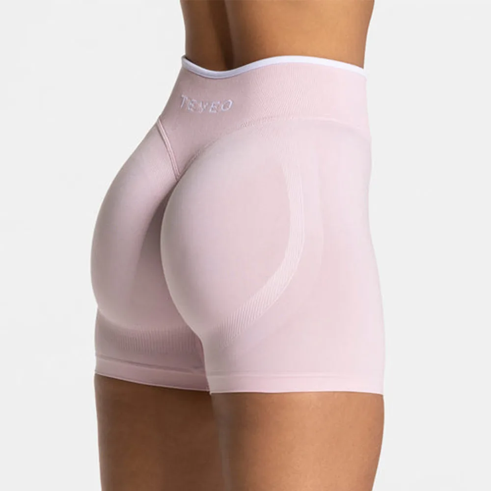 שורטס יוגה צמודים ונושמים ללא תפרים לריצה וספורט לנשים עם שלושה נקודות