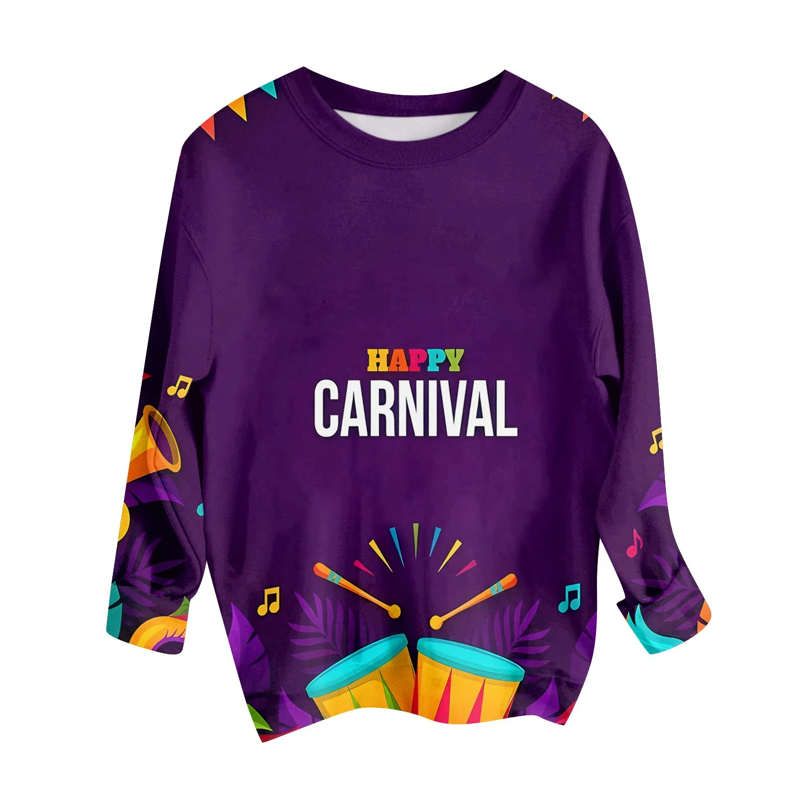 

Carnival Sweatshirts Woman Casual Fashion Long Sleeved Carnival Mask Printed Pullover Hoodie Top Sudaderas Mujer 2024 New