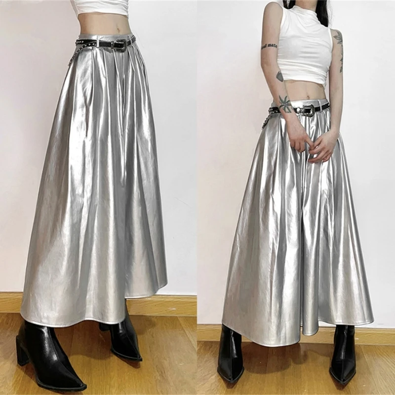 

Versatile High Waist Pleated Skirt Midi Skirt Casual A Line Dress for Party